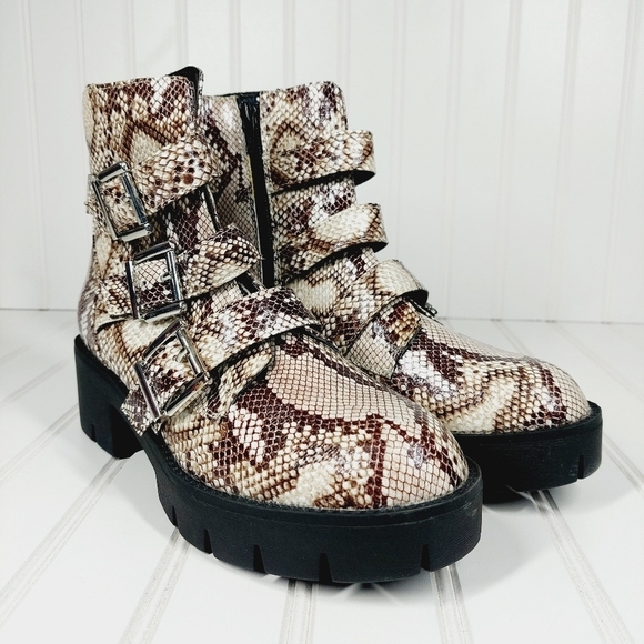 NEW BP Lilly Buckled Snake Print Moto Boot C408 - Picture 5 of 16